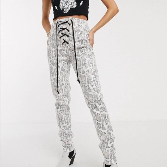 Jagger & Stone Snake Skin Vynl Lace Up Pants size 10 - Picture 1 of 7